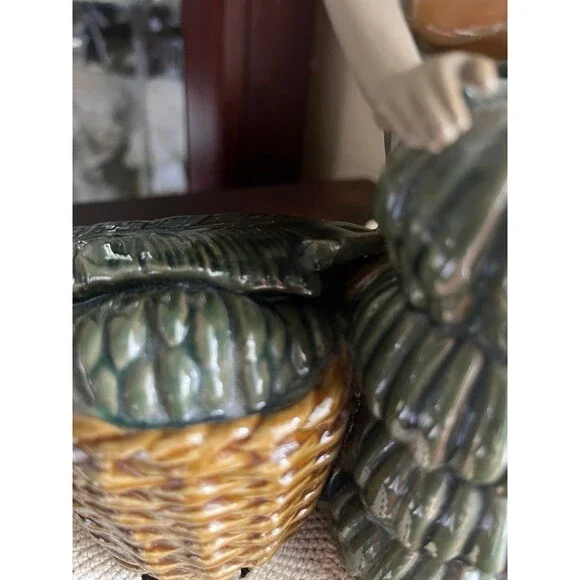 RARE Beautiful Chinese Wan Jiang Glazed Figurine Banana Harvest
